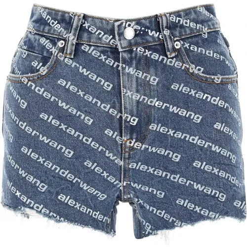 Stylische bedruckte Denim-Shorts , Damen, Größe: W26 - alexander wang - Modalova