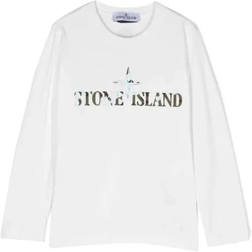 Jungen Ivory Langarm T-Shirt - Stone Island - Modalova