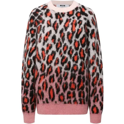 Leopard Print Mohair Sweater , female, Sizes: M - Msgm - Modalova