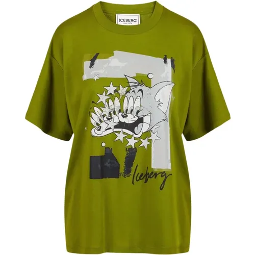 Tom Cartoon Print Baumwoll T-shirt , Damen, Größe: M - Iceberg - Modalova