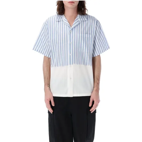 Blue Striped Bowling Shirt , male, Sizes: M - Msgm - Modalova