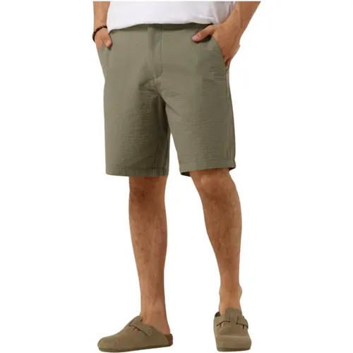 Grüne Seersucker Shorts für den Sommer , Herren, Größe: S - Selected Homme - Modalova