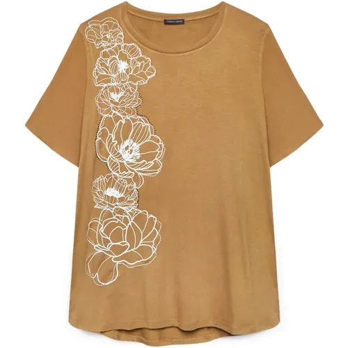 T-Shirt mit Blumendruck , Damen, Größe: XL - Fiorella Rubino - Modalova