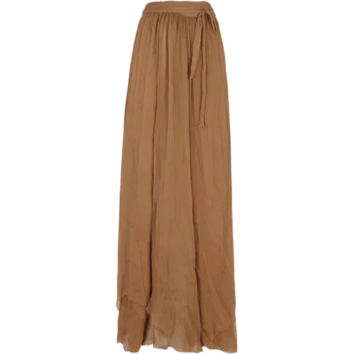 Aurora, long silk bronze skirt , female, Sizes: L, S, M - Cortana - Modalova