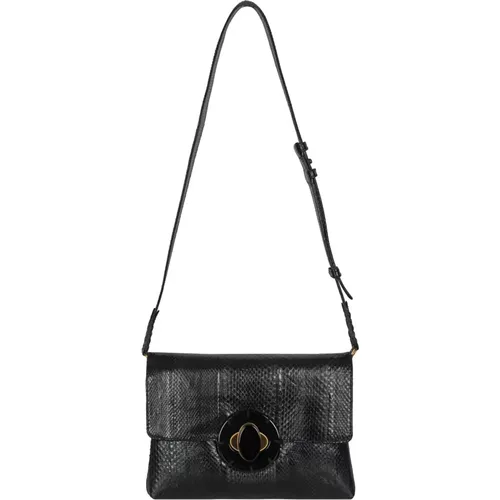 Leather Shoulder Bag with Resin Closure , female, Sizes: ONE SIZE - Maliparmi - Modalova