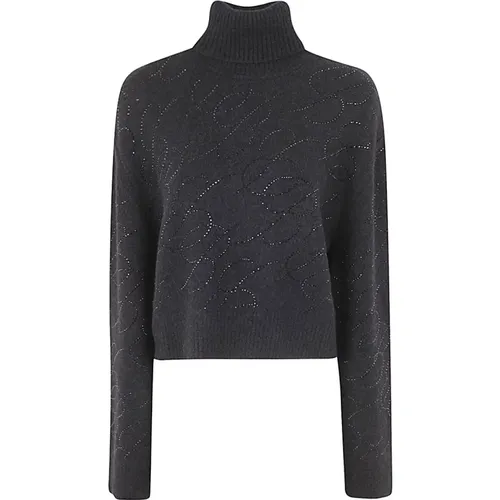 High Neck Logo Sweater , female, Sizes: XS, S - Blumarine - Modalova