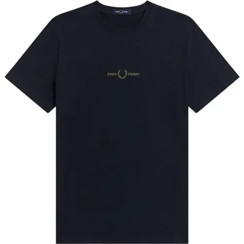 Embroidered Logo T-Shirt Navy , male, Sizes: XL, M - Fred Perry - Modalova