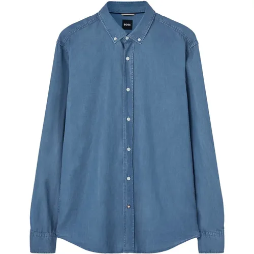Blaues Button-Down Hemd , Herren, Größe: XL - Boss - Modalova