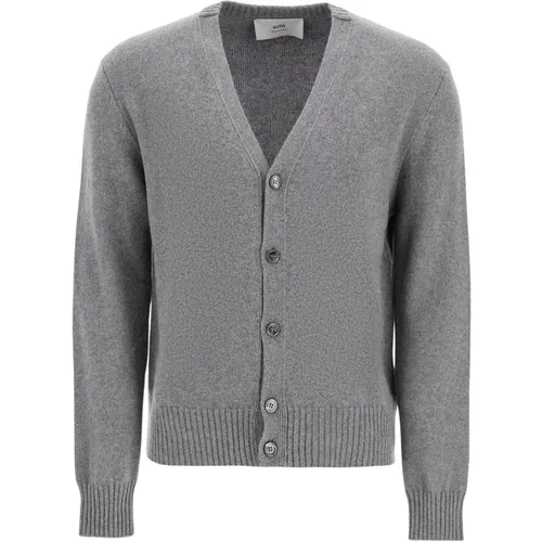 Luxuriöser Cashmere Cardigan mit Besticktem Logo - Ami Paris - Modalova