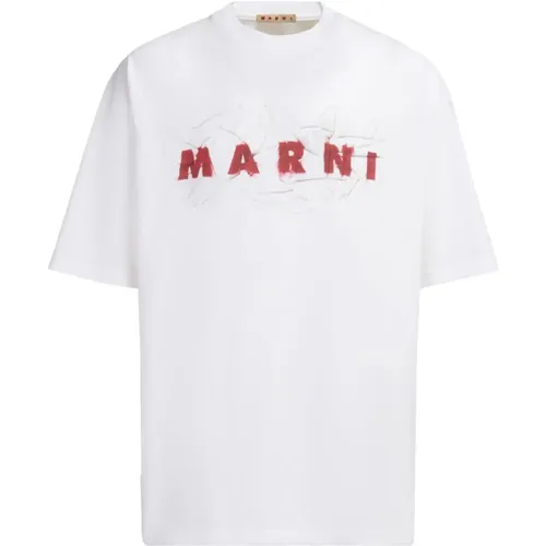 Weißes Jersey Logo T-Shirt , Herren, Größe: XL - Marni - Modalova