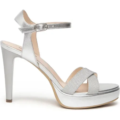 Silver Glitter Sandal E410102De700 , female, Sizes: 4 UK, 2 UK - Nerogiardini - Modalova