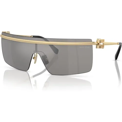 Gold Graue Sonnenbrille SMU 50Zs , Damen, Größe: 42 MM - Miu Miu - Modalova
