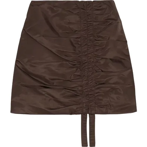 Ruched Nylon Mini Skirt , Damen, Größe: L - Ganni - Modalova