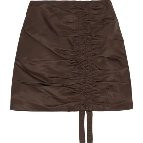 Ruched Nylon Mini Skirt , Damen, Größe: S - Ganni - Modalova