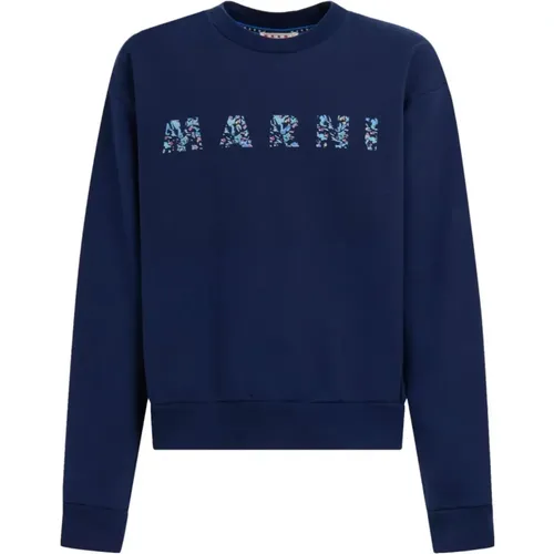 Logo-Print Cotton Sweatshirt , male, Sizes: L, M - Marni - Modalova