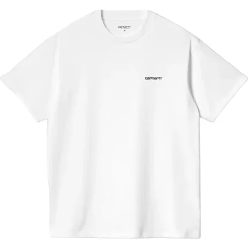 Script-Stickerei T-Shirt Weiß Schwarz , Herren, Größe: L - Carhartt WIP - Modalova