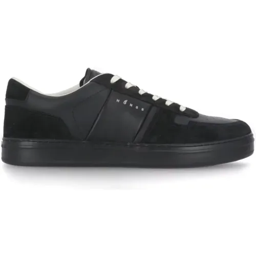 Leather Sneakers Round Toe Logoed , male, Sizes: 7 1/2 UK, 8 UK, 8 1/2 UK, 6 UK, 9 1/2 UK, 7 UK, 6 1/2 UK, 10 UK - Hogan - Modalova