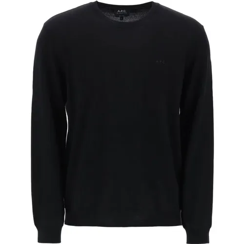 Woll-Crewneck-Pullover mit gesticktem Logo , Herren, Größe: S - A.P.C. - Modalova