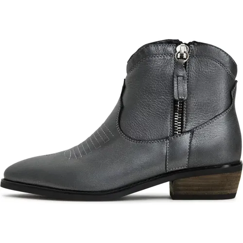 Leder Cowboy Stiefel Vicky - Dunkelgrau , Damen, Größe: 39 EU - Cesare Gaspari - Modalova