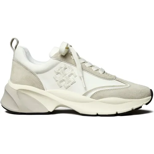 Weiße Sneakers mit Nylon und Wildleder , Damen, Größe: 36 EU - TORY BURCH - Modalova