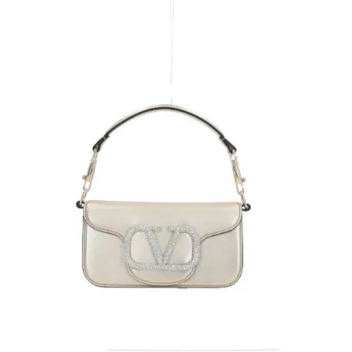 Platinum Laminate Handbag with VLogo Detail , female, Sizes: ONE SIZE - Valentino Garavani - Modalova