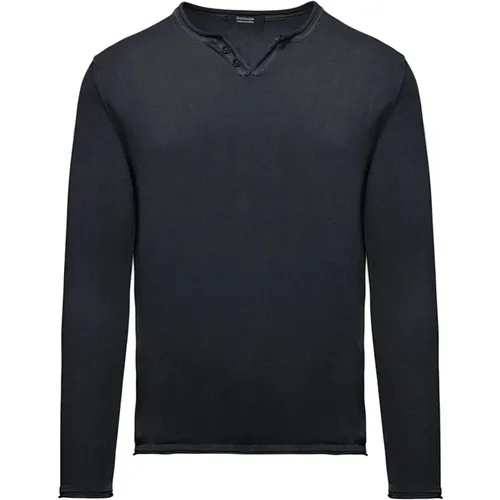 Faded Stocking Stitch Pullover with Buttons , male, Sizes: L, 2XL, 3XL, S, M, XL - BomBoogie - Modalova