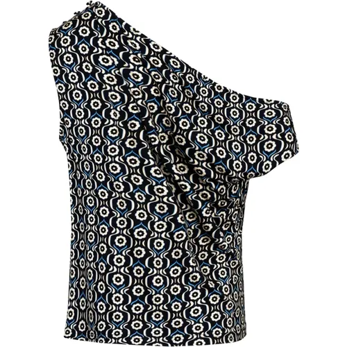 Draped offshoulder top with Daisy Print , female, Sizes: S, L, XS, M - Jaaf - Modalova