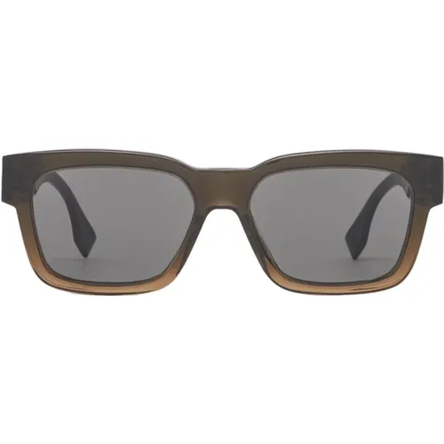 Quadratische Acetat-Sonnenbrille in Transparentem Braun, O'Lock Sonnenbrille Fe40107I - Fendi - Modalova