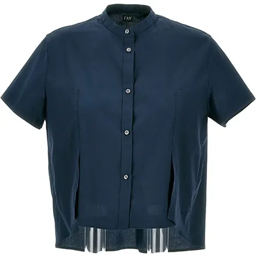 Cotton Shirt Short Sleeve Button Closure , female, Sizes: L, 2XS, XS - Fay - Modalova