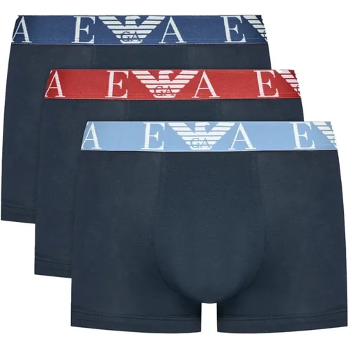 Baumwoll-Stretch-Boxer - Blaue Boxer , Herren, Größe: 2XL - Emporio Armani - Modalova