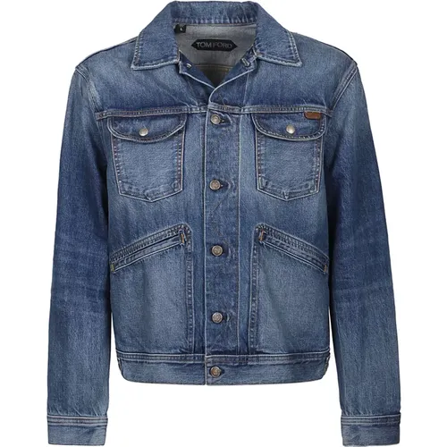 Indigo Denim Jacket Upgrade , male, Sizes: M - Tom Ford - Modalova