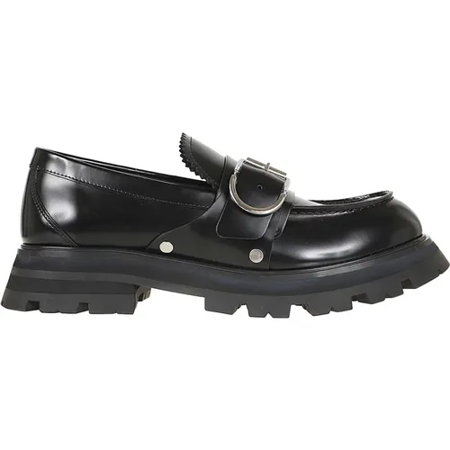 Schwarze Silberne Ledersohle Schuh - alexander mcqueen - Modalova