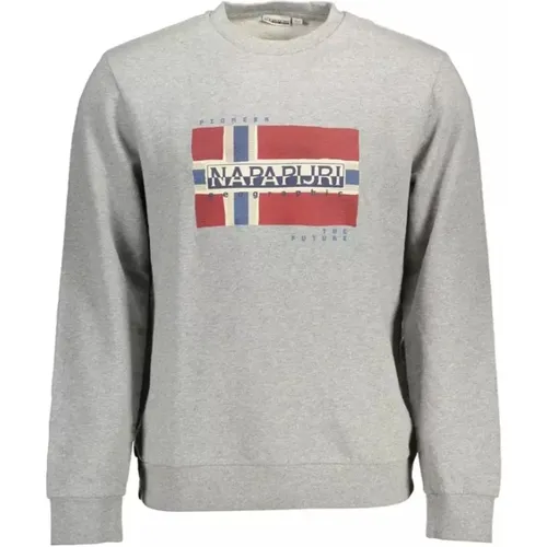 Stilvolles graues Baumwoll-Sweatshirt , Herren, Größe: 3XL - Napapijri - Modalova