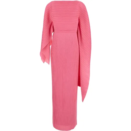 Pleated Chiffon Asymmetric Sleeve Dress , female, Sizes: M, 2XS, XS, S - Solace London - Modalova