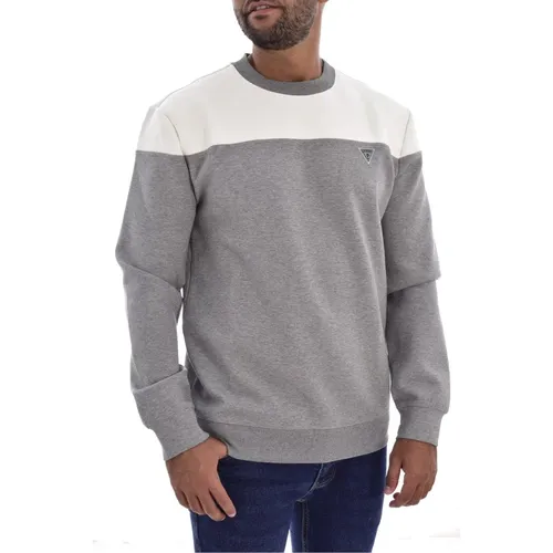 Grauer Sweatshirt mit Aufgesticktem Logo , Herren, Größe: L - Guess - Modalova