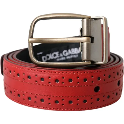 Perforated Leather Belt Men , female, Sizes: 85 CM - Dolce & Gabbana - Modalova