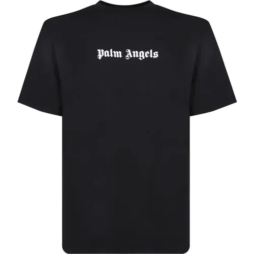 White Roundneck Logo Print T-Shirt , male, Sizes: S, XL - Palm Angels - Modalova