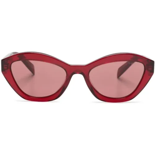 Rote Sonnenbrille mit Originalzubehör , Damen, Größe: 52 MM - Prada - Modalova