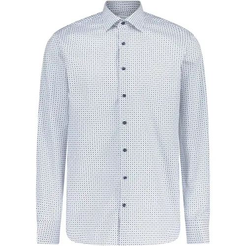 Patterned Double Cotton Shirt , male, Sizes: XL, 5XL, 6XL, 3XL, 4XL - Stenströms - Modalova