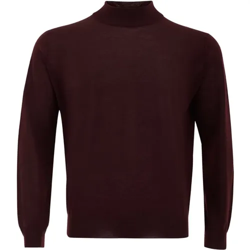 Merino Wool Half-Zip Sweater in Burgundy , male, Sizes: XL - Ferrante - Modalova
