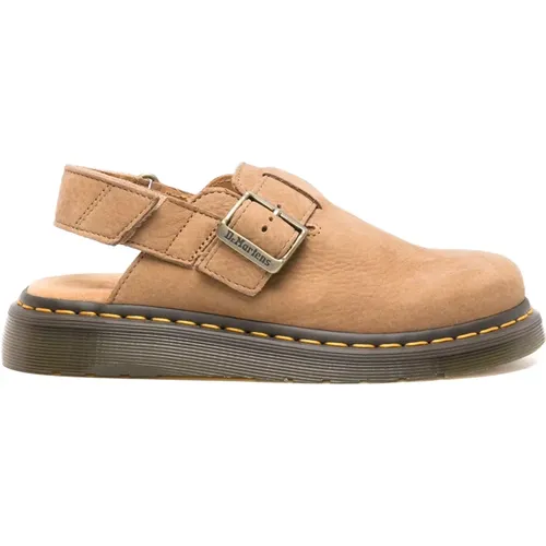 Nubuck Sandals with Yellow Stitching , male, Sizes: 9 1/2 UK, 9 UK - Dr. Martens - Modalova