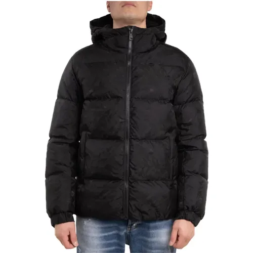 Oversized Jacquard Down Jacket with Hood , male, Sizes: L - Colmar - Modalova