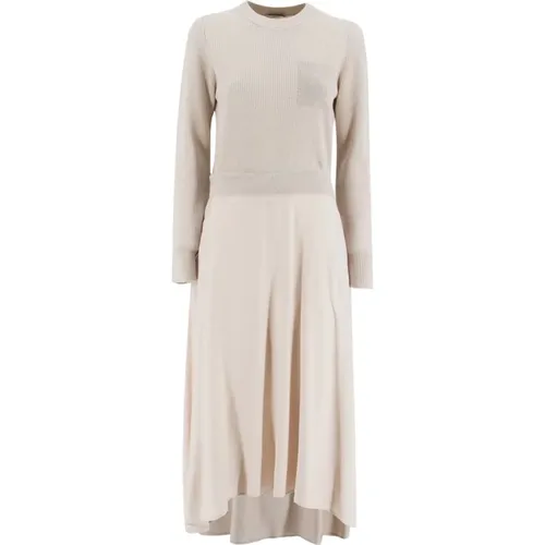 Round Neck Wool Silk Cashmere Dress , female, Sizes: S - PESERICO - Modalova