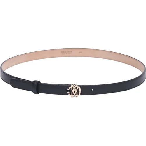 Slim Belt with Gold Logo Closure , female, Sizes: 100 CM - Roberto Cavalli - Modalova