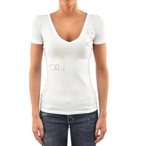 Retro V-Neck Cotton T-Shirt , female, Sizes: XS - Dsquared2 - Modalova
