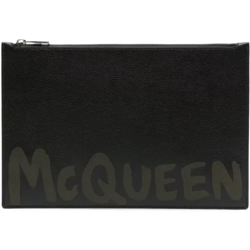 Leather Logo Pouch with Zip Closure , male, Sizes: ONE SIZE - alexander mcqueen - Modalova