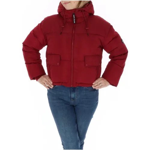 Bordeaux Kapuzen-Zip-Up-Jacke , Damen, Größe: M - Pepe Jeans - Modalova