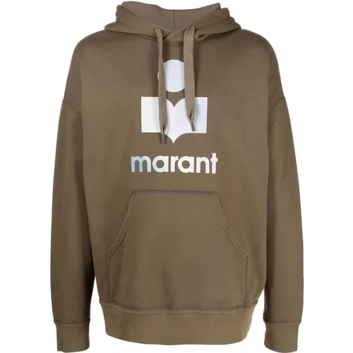 Logo Print Hoodie in Khaki , male, Sizes: XL - Isabel marant - Modalova