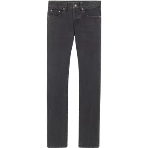 Dunkelgraue Slim Fit Denim Jeans , Herren, Größe: W31 - Saint Laurent - Modalova