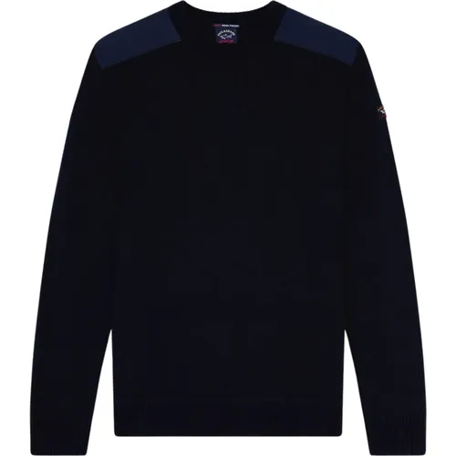 Blauer Pullover mit Schulterdetails , Herren, Größe: XL - PAUL & SHARK - Modalova